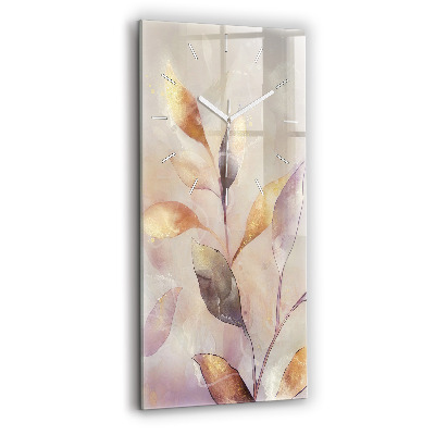 Vertical wall clock Abstract boho leaves