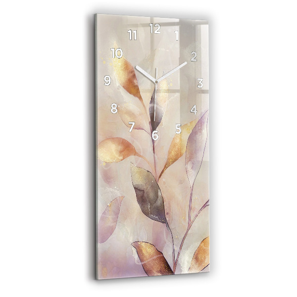 Vertical wall clock Abstract boho leaves
