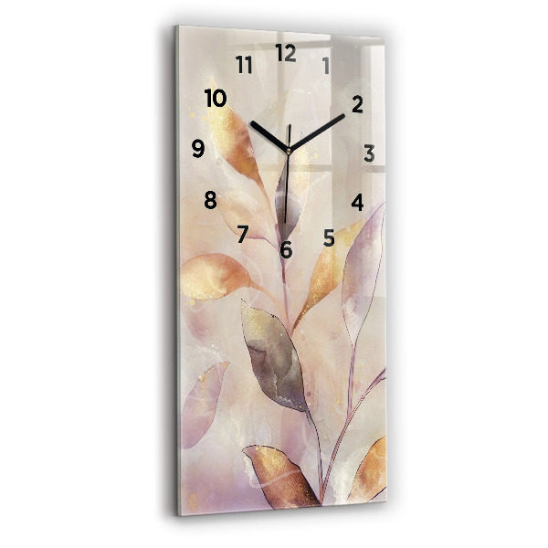 Vertical wall clock Abstract boho leaves
