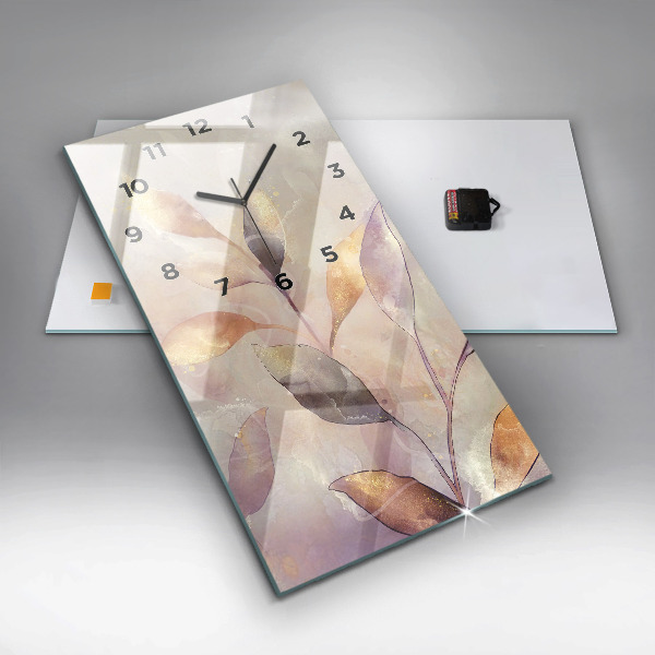 Vertical wall clock Abstract boho leaves