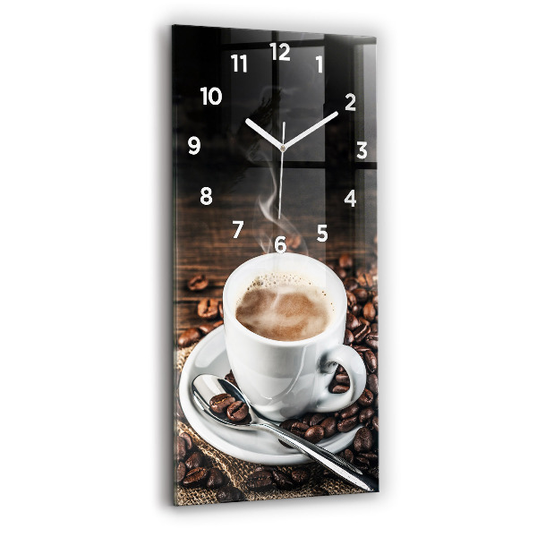 Vertical wall clock Cup and coffee beans