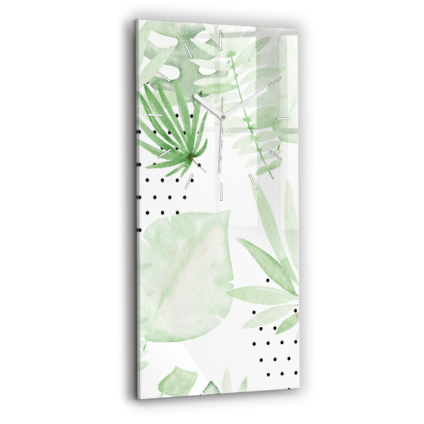 Vertical wall clock Green leaves