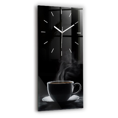 Vertical wall clock A cup of black coffee