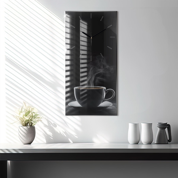 Vertical wall clock A cup of black coffee