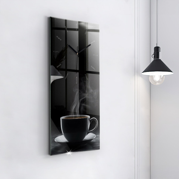 Vertical wall clock A cup of black coffee