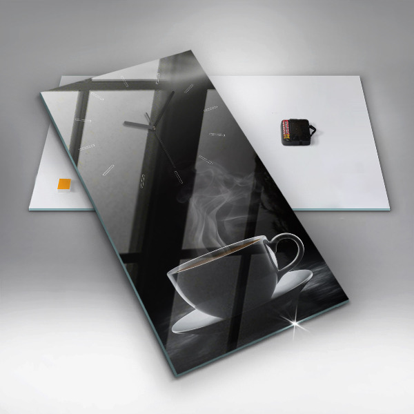 Vertical wall clock A cup of black coffee
