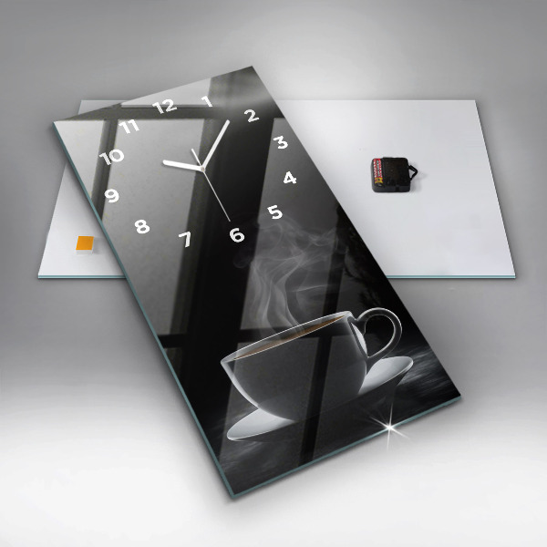 Vertical wall clock A cup of black coffee
