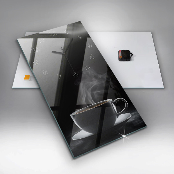 Vertical wall clock A cup of black coffee