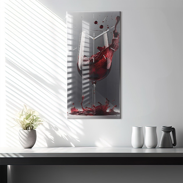 Vertical wall clock A glass of red wine