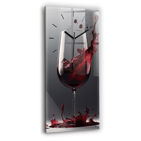 Vertical wall clock A glass of red wine