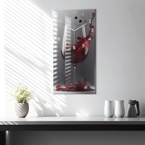 Vertical wall clock A glass of red wine