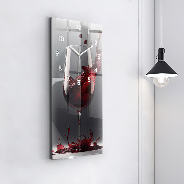 Vertical wall clock A glass of red wine