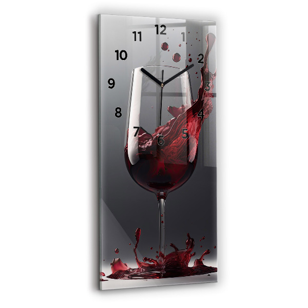 Vertical wall clock A glass of red wine