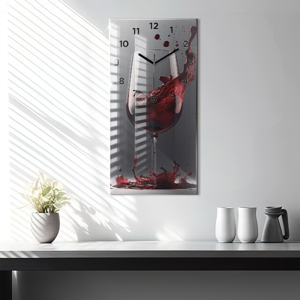 Vertical wall clock A glass of red wine