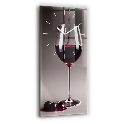 Vertical wall clock A glass of red wine