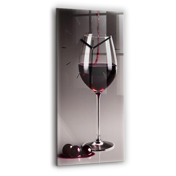 Vertical wall clock A glass of red wine