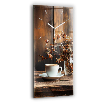 Vertical wall clock A cup of coffee
