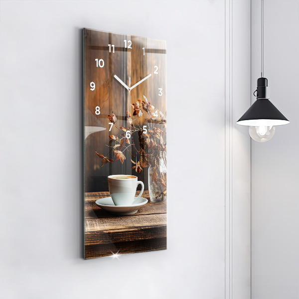 Vertical wall clock A cup of coffee