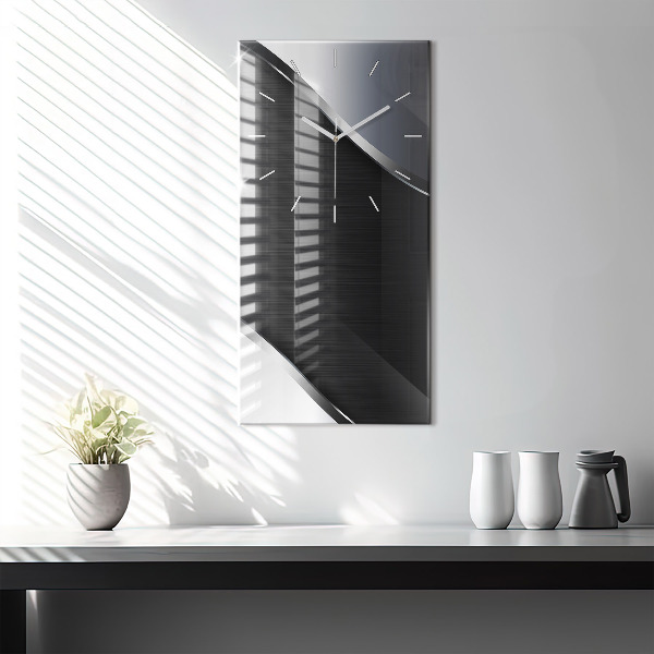 Vertical wall clock Black and silver lines
