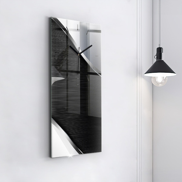 Vertical wall clock Black and silver lines