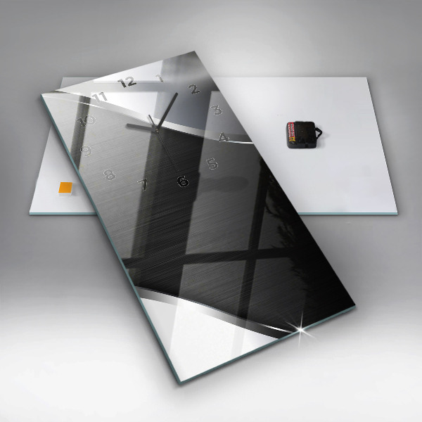 Vertical wall clock Black and silver lines