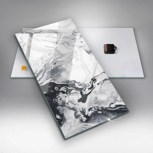 Vertical wall clock Abstract Ink Marble