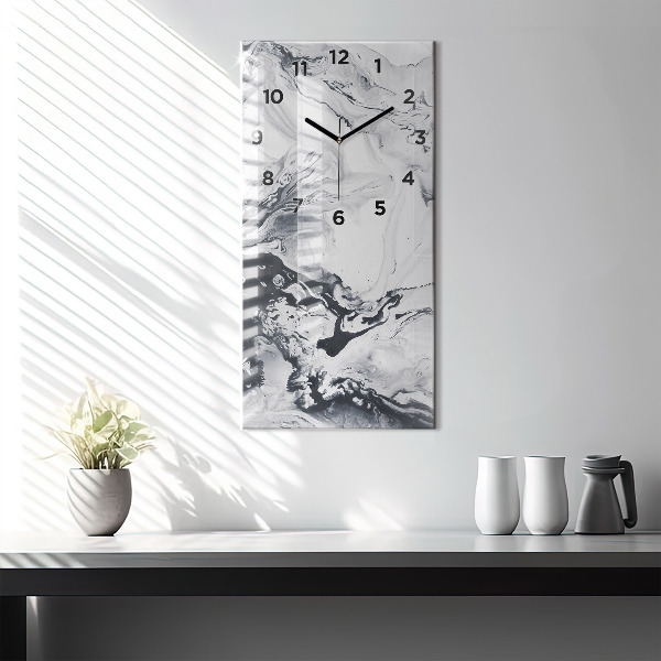 Vertical wall clock Abstract Ink Marble