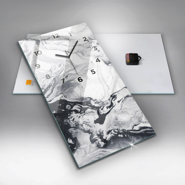 Vertical wall clock Abstract Ink Marble
