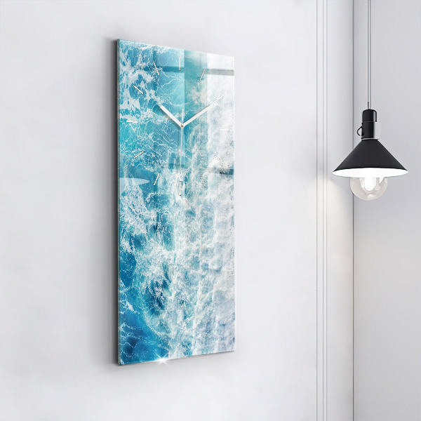 Vertical wall clock Ocean waves