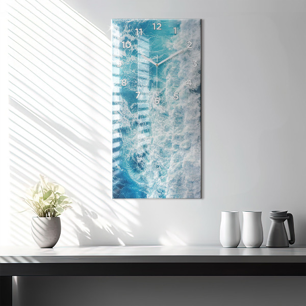 Vertical wall clock Ocean waves