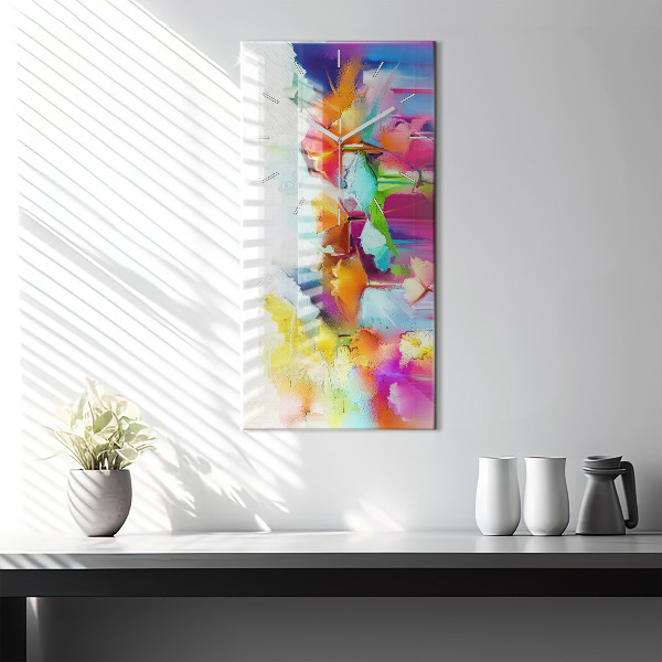 Vertical wall clock Abstract flowers