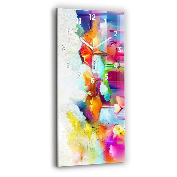 Vertical wall clock Abstract flowers
