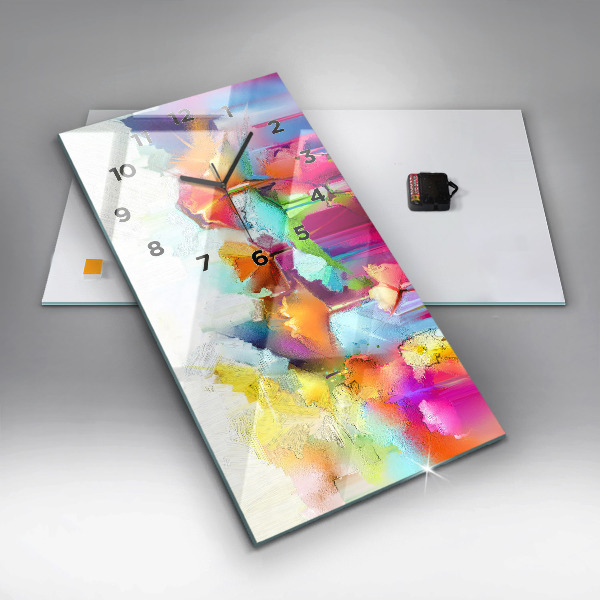 Vertical wall clock Abstract flowers