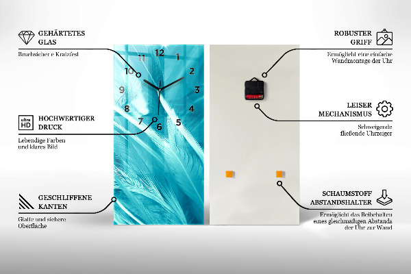 Vertical wall clock Abstract sea waves