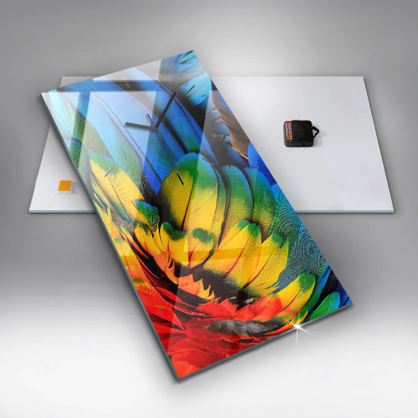 Vertical wall clock Colorful bird wings