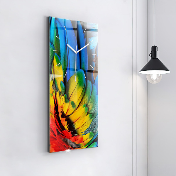 Vertical wall clock Colorful bird wings