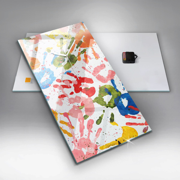 Vertical wall clock Children's handprints