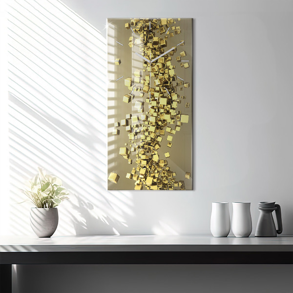 Vertical wall clock Golden squares