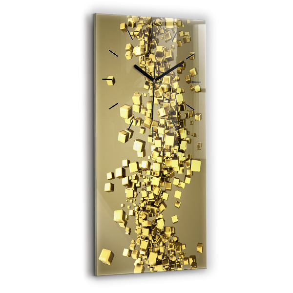 Vertical wall clock Golden squares