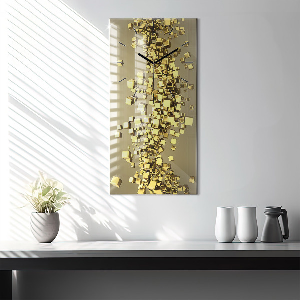 Vertical wall clock Golden squares