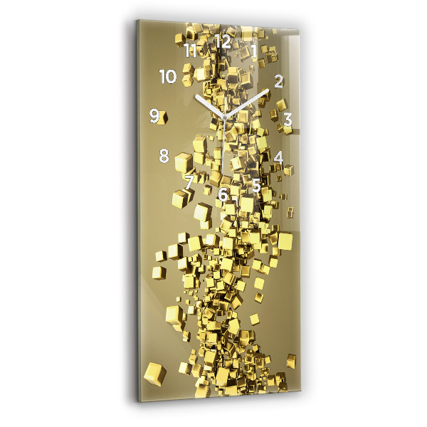 Vertical wall clock Golden squares