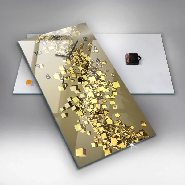 Vertical wall clock Golden squares