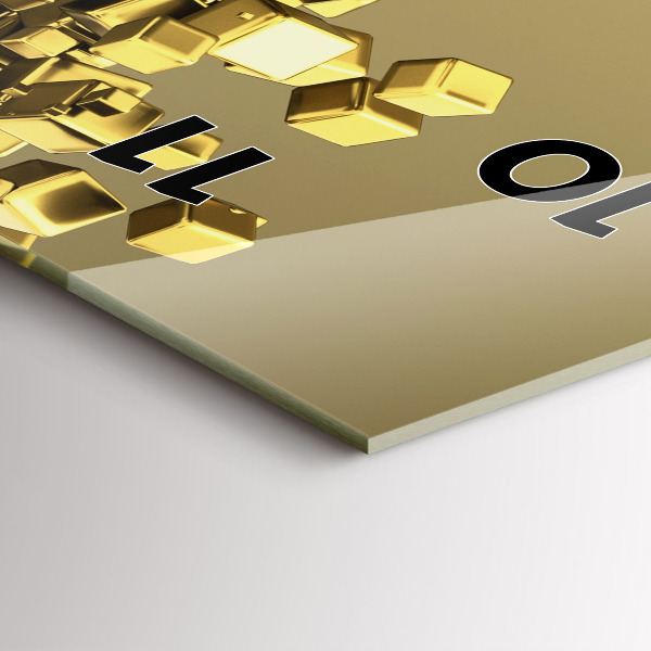 Vertical wall clock Golden squares