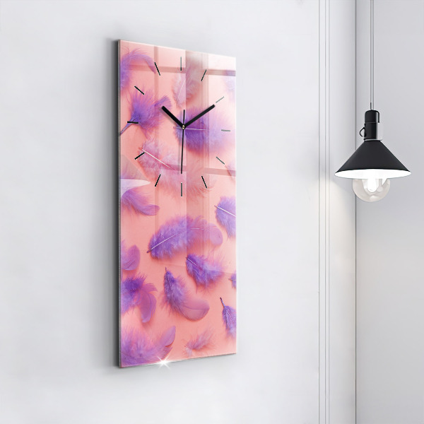 Vertical wall clock Colorful feathers