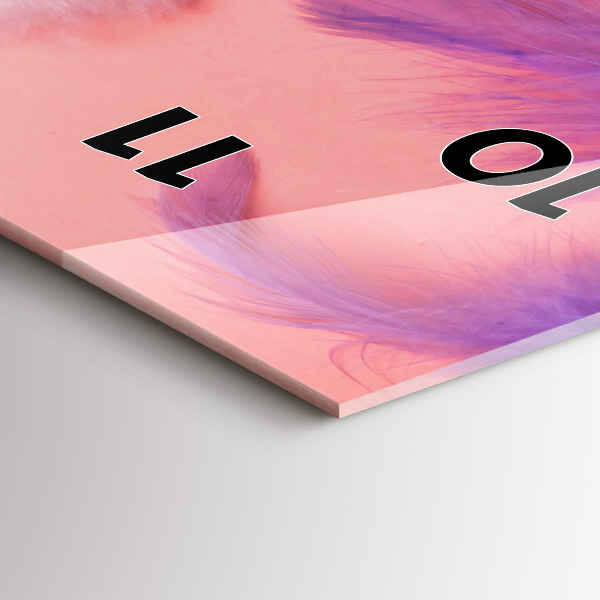 Vertical wall clock Colorful feathers