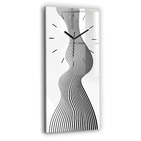 Vertical wall clock Black and white art