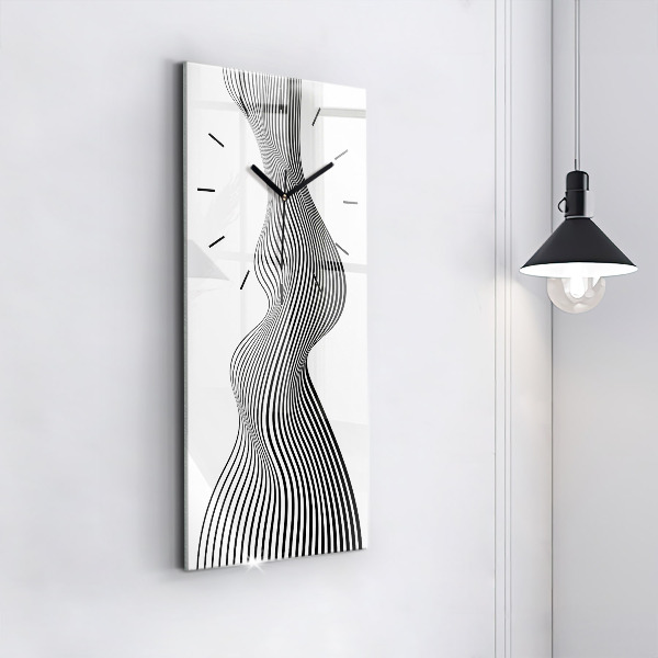 Vertical wall clock Black and white art
