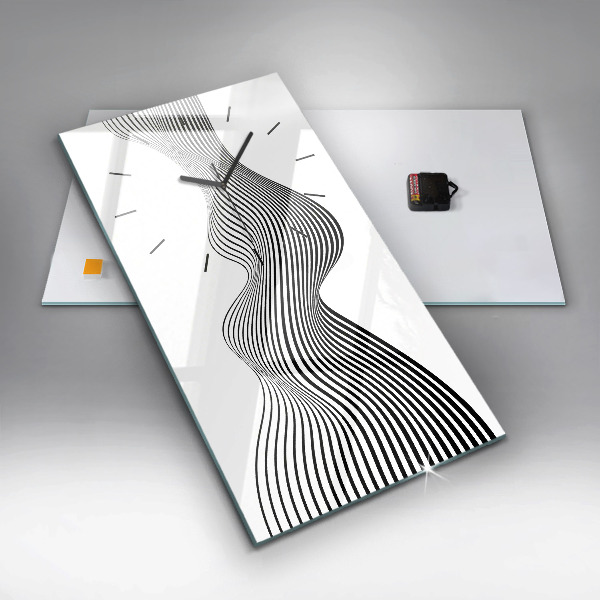 Vertical wall clock Black and white art
