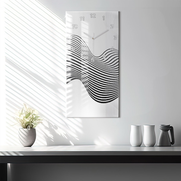 Vertical wall clock Black and white art