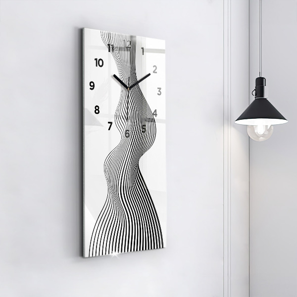Vertical wall clock Black and white art